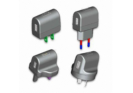 EU / US / UK / AU metal plug-in 5v 1A Universal USB Power Adapter (OCP / protezione OVP)