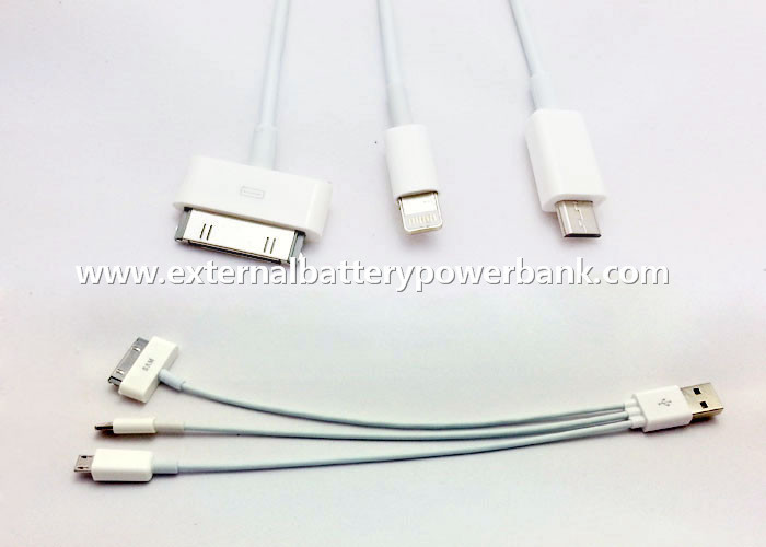 Bianco 3 in 1 USB rotondo che incarica cavo del connettore di Micro/4G/8Pin