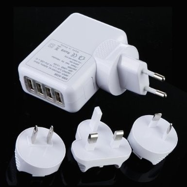 Adattatore universale di CA della parete del caricatore di viaggio di USB di 4 porti per la casa, multi spina