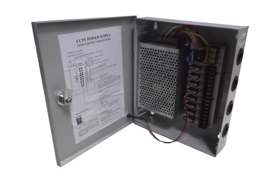 Manica della scatola 9 dell'alimentazione elettrica del CCTV di 12V 5Amps, alimentazione elettrica della macchina fotografica del CCTV