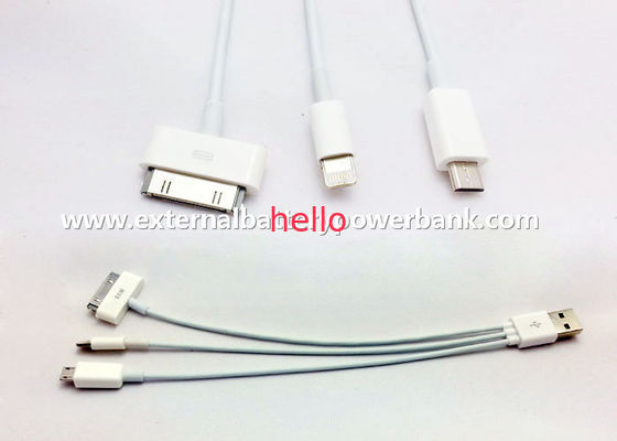 Bianco 3 in 1 USB rotondo che incarica cavo del connettore di Micro/4G/8Pin