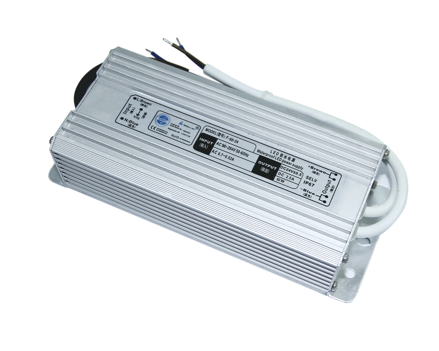 La CC 60W del portatile 24 V impermeabilizza la cassa di Platic dell'alimentazione elettrica del driver del LED con EN55022 classe A