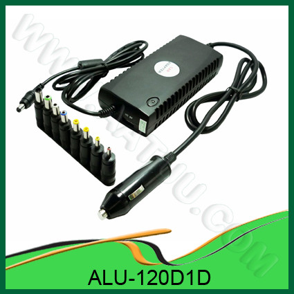 120W Universal Power Adapter DC per auto, con 1 LED, 1 porta USB, 8 Output Pins ALU-120D1D